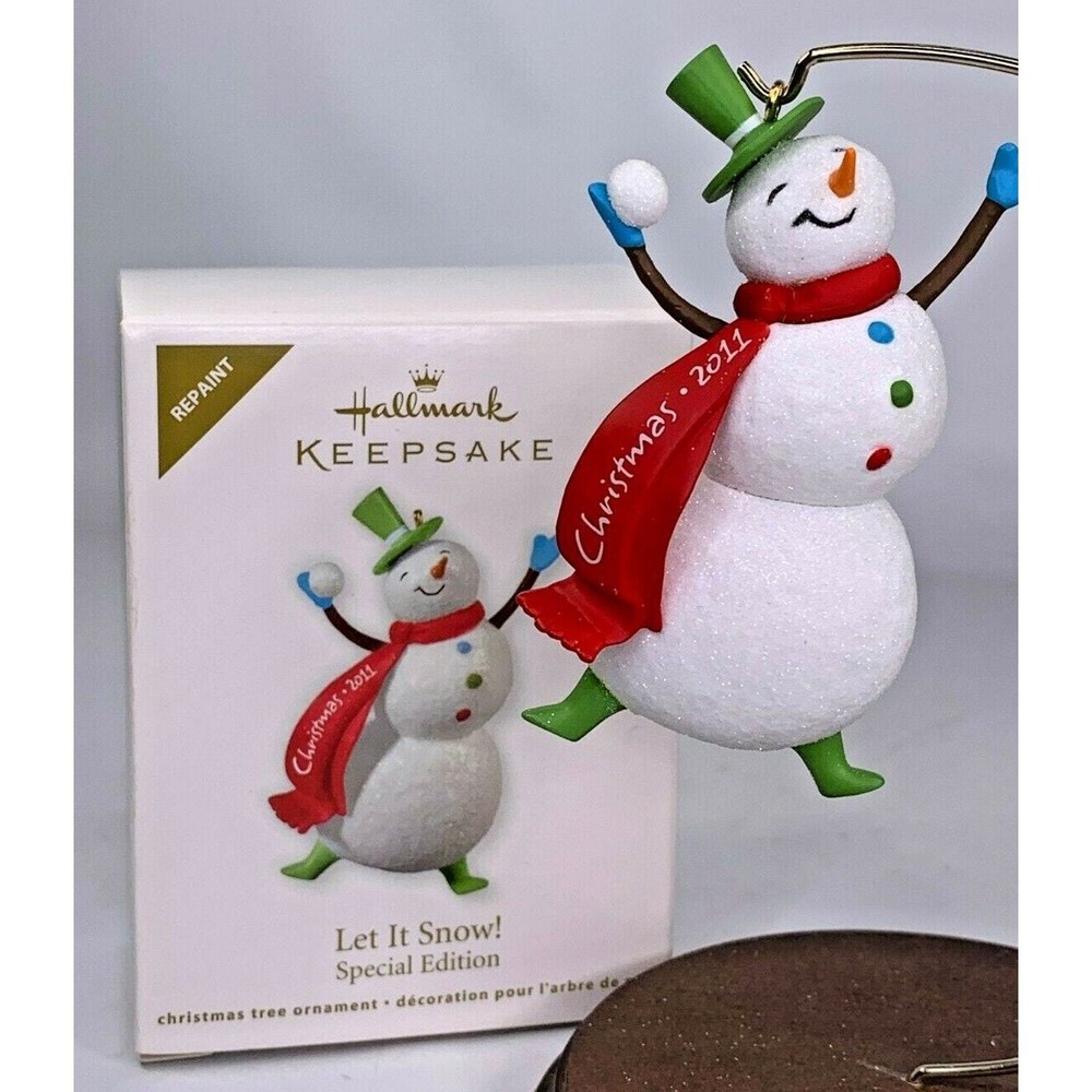 Hallmark 2011 Keepsake Ornament LET IT SNOW Special Edition Repaint Gift Snowman